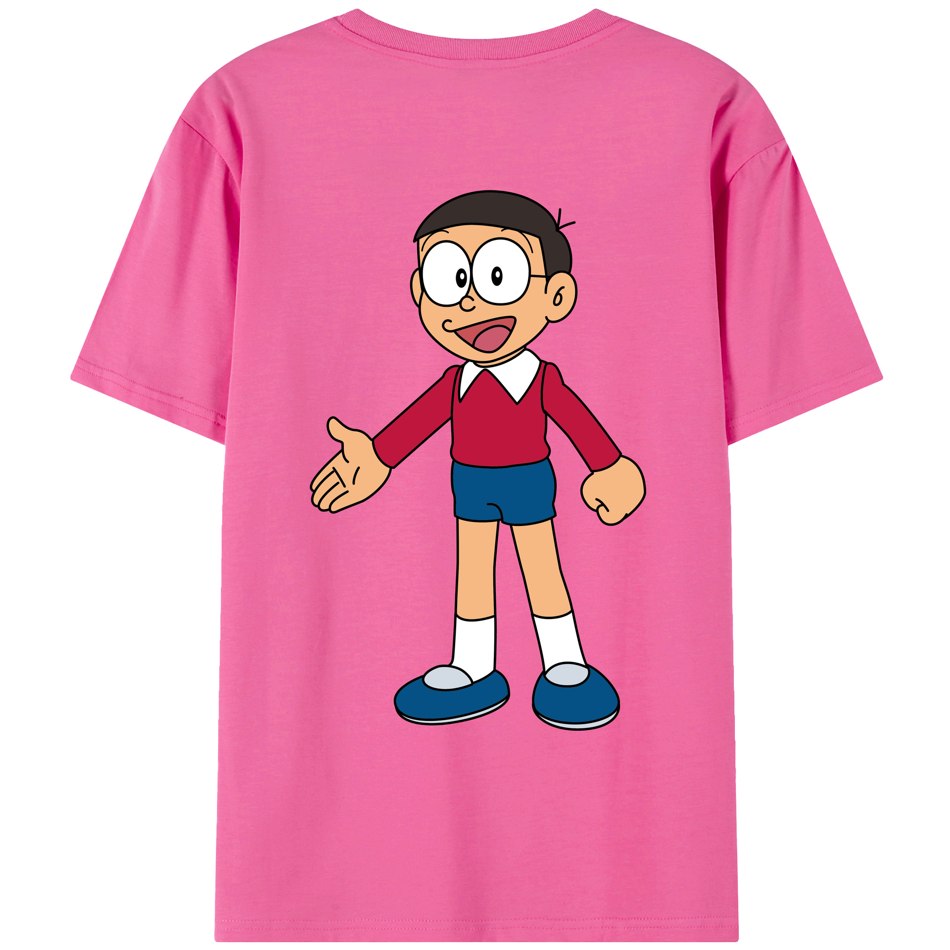 （画像用） ドラえもん 野比 のび太 Doraemon Nobita Nobi レディース半袖Tシャツ(バックプリント)